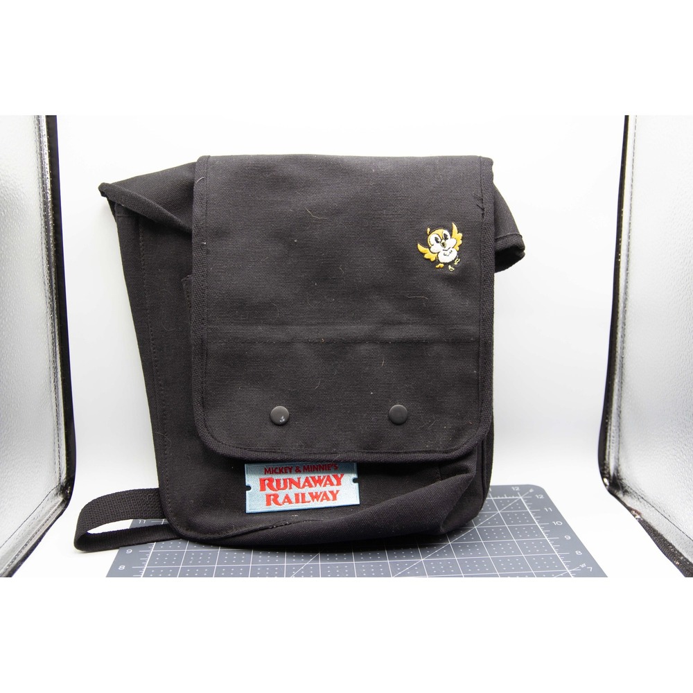 Disney Mickey & Minnie Runaway Railway Black Canvas Messenger Crossbody Bag